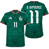 adidas Men's Mexico World Cup 2026 Authentic Home Jersey w/ S. Gimenez #11 Printing Both