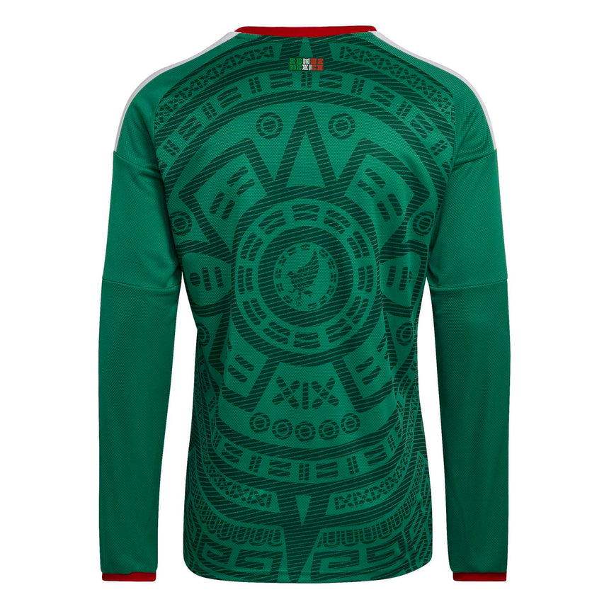 adidas Men's Mexico World Cup 2026 Home Long Sleeve Jersey Green/White Back