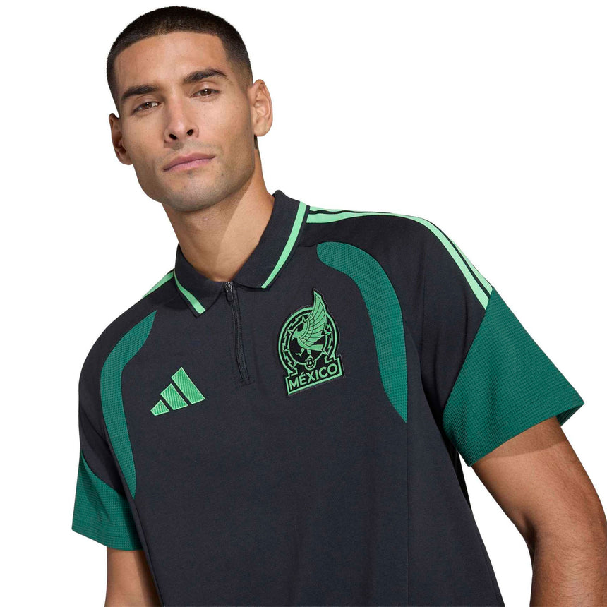 adidas Men's Mexico World Cup 2026 Polo Black/Green Neck