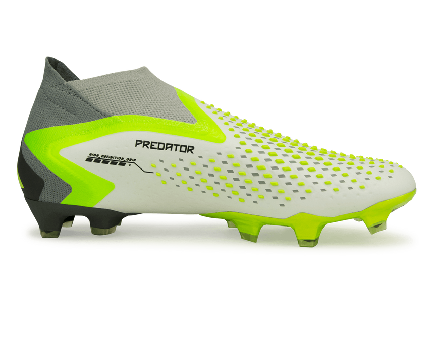 adidas Men's Predator Accuracy+ FG White/Lucid Lemon Side