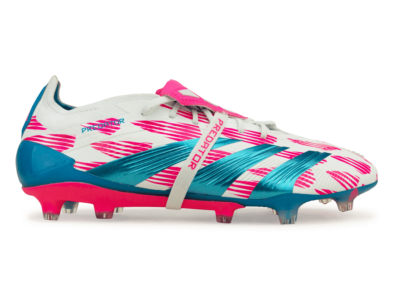 adidas Men's Predator Elite Fold-Over Tongue FG White/Blue/Pink adidas Men's Predator Elite Fold-Over Tongue FG White/Blue/Pink
