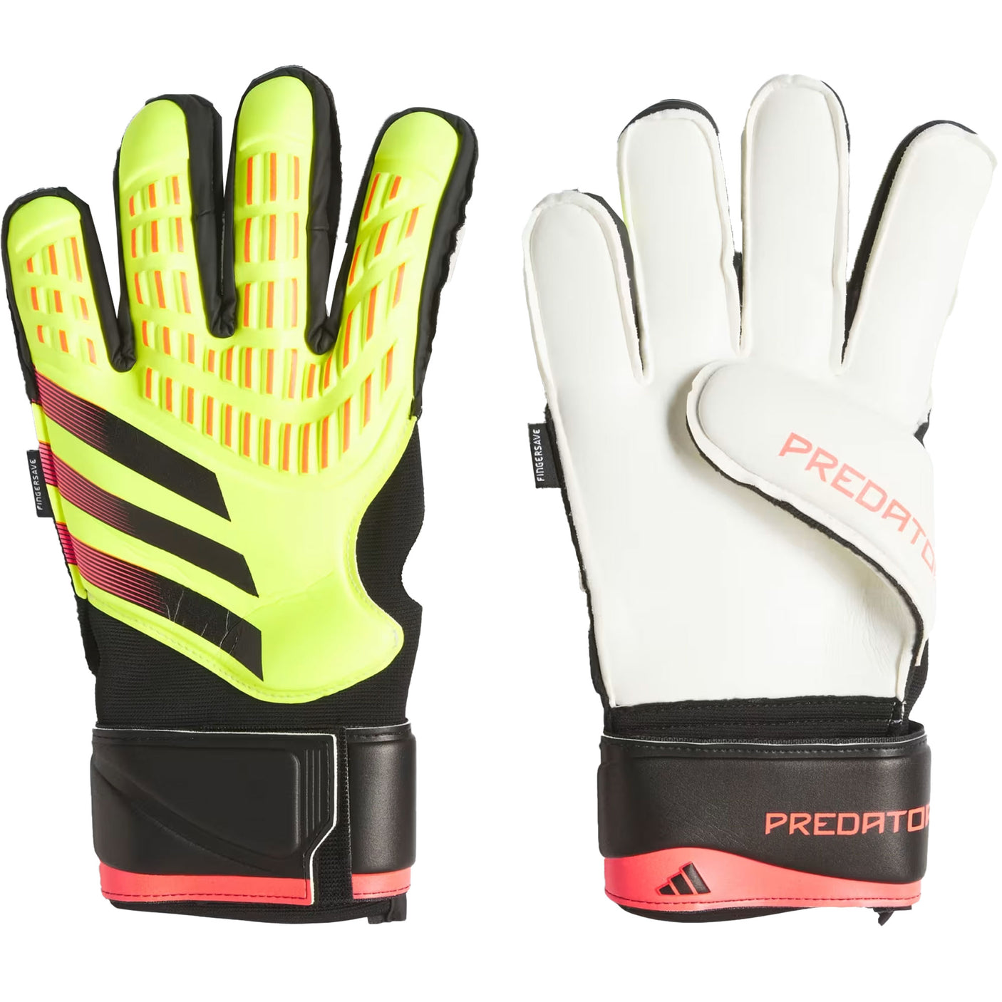 adidas Men's Predator GL Match Fingersave Goalkeeper Gloves Solar Yellow/Black/Red Both