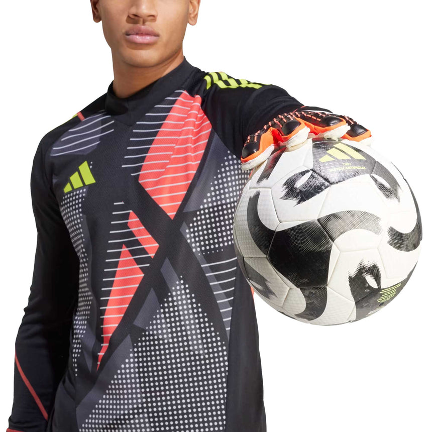 adidas Men's Predator Match Fingersave Goalkeeper Gloves Black/Orange/White Ball