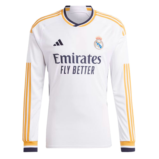 adidas Men's Real Madrid 2023/24 LongSleeve Home Jersey White Front