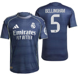 adidas Men's Real Madrid 2025/26 Authentic Away Jersey w/ Bellingham #5 Printing Both