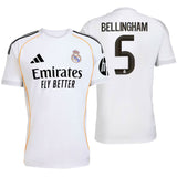 adidas Men's Real Madrid 2025/26 Home Jersey w/ Bellingham #5 Printing Both