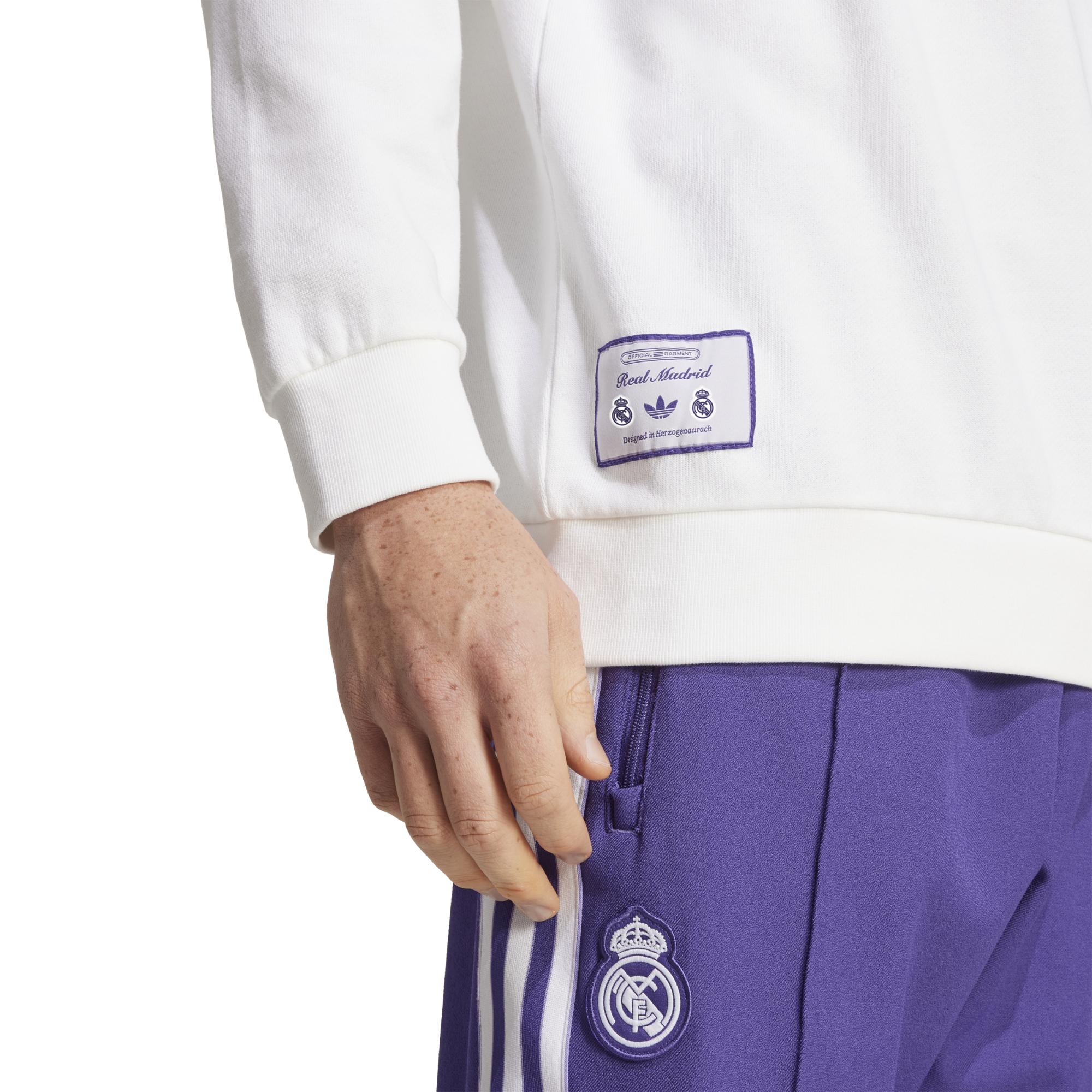 adidas Men's Real Madrid Terrace Icons Half-Zip Top White/Purple