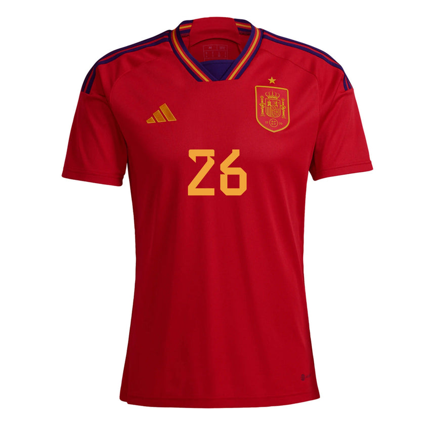 adidas Men's Spain 2022/23 Home Jersey w/ Pedri #26 Printing Front