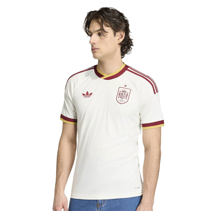 adidas Men's Spain World Cup 2026 Away Jersey White Neck Model