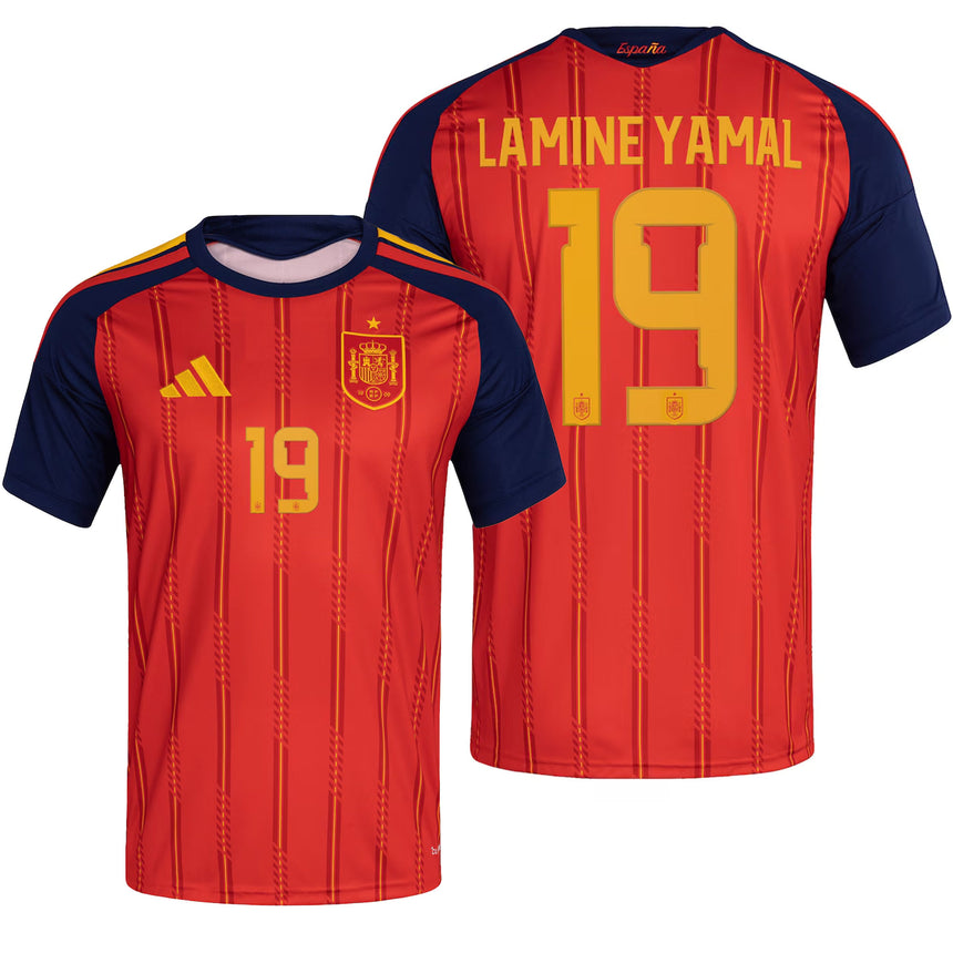 adidas Men's Spain World Cup 2026 Home Jersey w/ Lamine Yamal #19 Printing Both