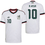 adidas Mexico Men's Away Climacool+ 2026 Jersey w/ A. Vega #10 White Both