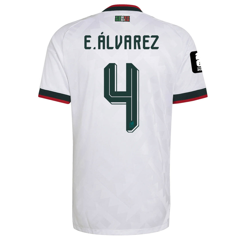 adidas Mexico Men's Away Climacool+ 2026 Jersey w/ E. Alvarez #4 White Back