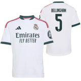 adidas Real Madrid Kids Home Stadium 2026/27 Jersey w/ Bellingham #5 White Both