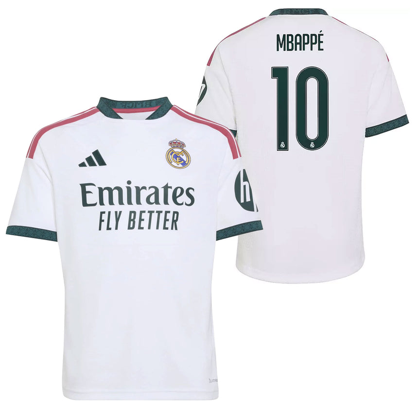 adidas Real Madrid Kids Home Stadium 2026/27 Jersey w/ Mbappe #10 White Both