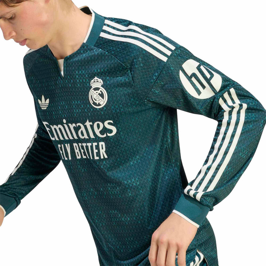 adidas Real Madrid Men's Away Authentic Long Sleeve 2026/27 Jersey Green Sleeve
