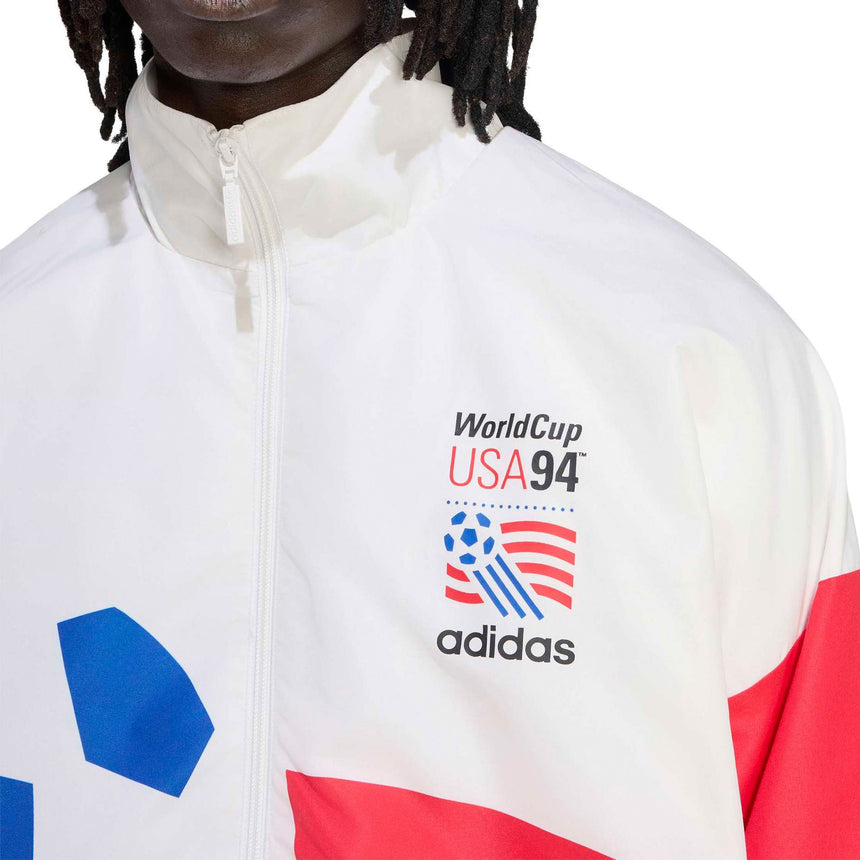 adidas USA Men's 94 Graphic Woven Track Top White/Red Crest