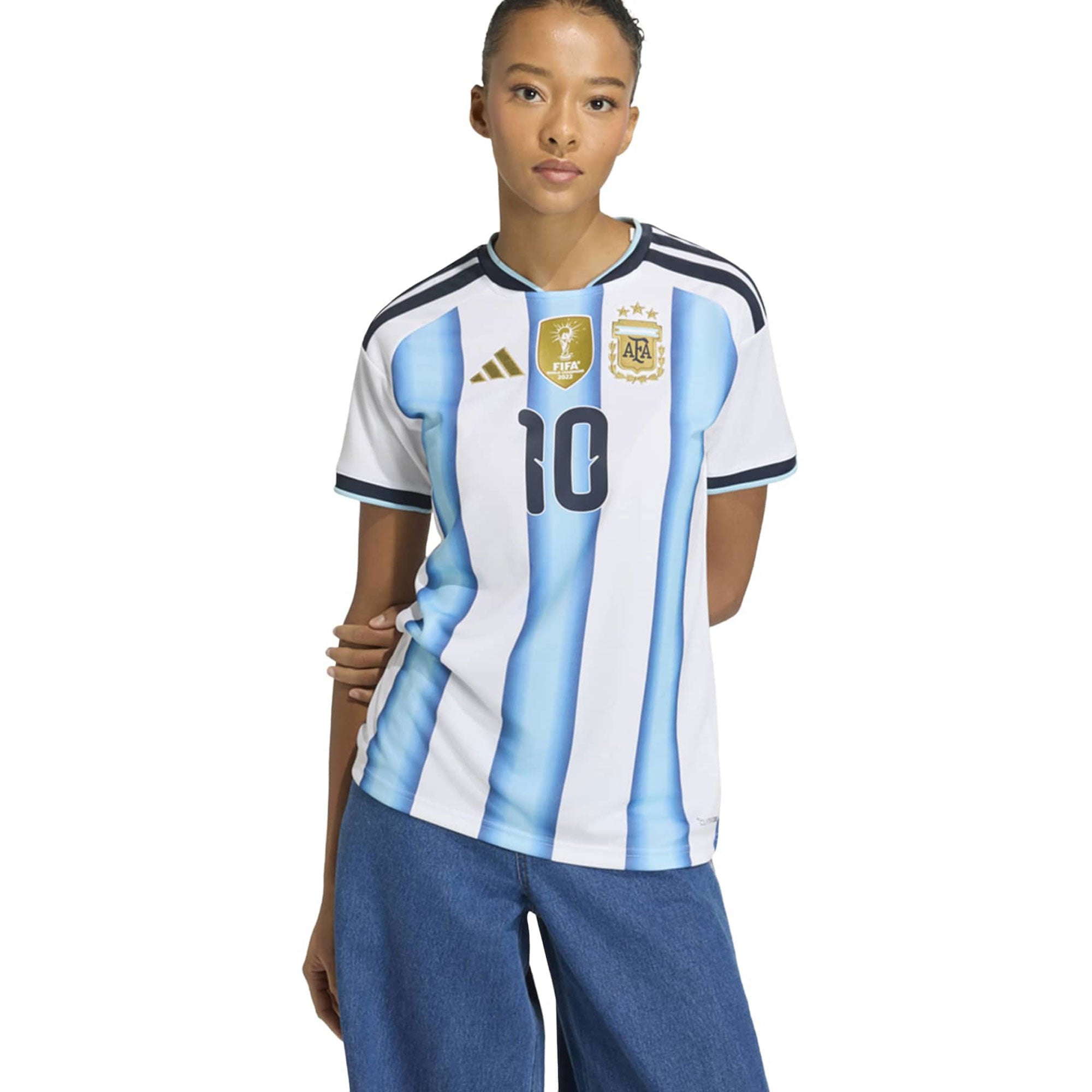 adidas Argentina Women's Home Stadium Soccer Jersey w/ Messi #10