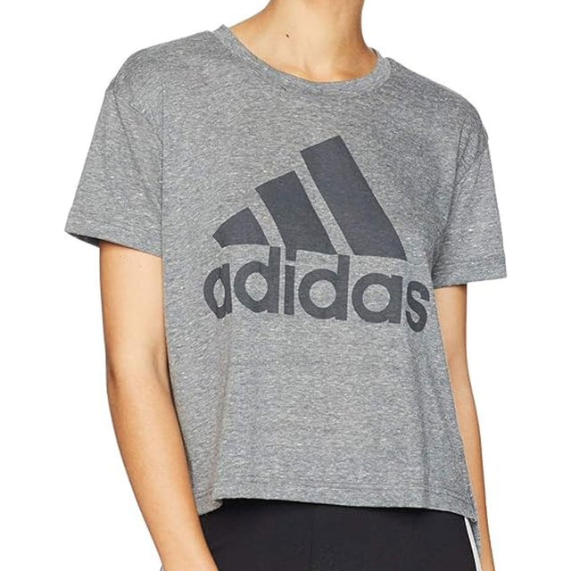 adidas Women's Boxy Badge of Sport Tee Grey/Black Front