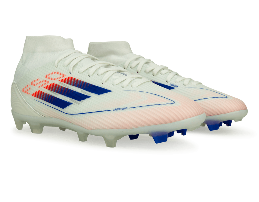 adidas Women's F50 League Mid-Cut FG/MG White/Lucid Blue Togegther