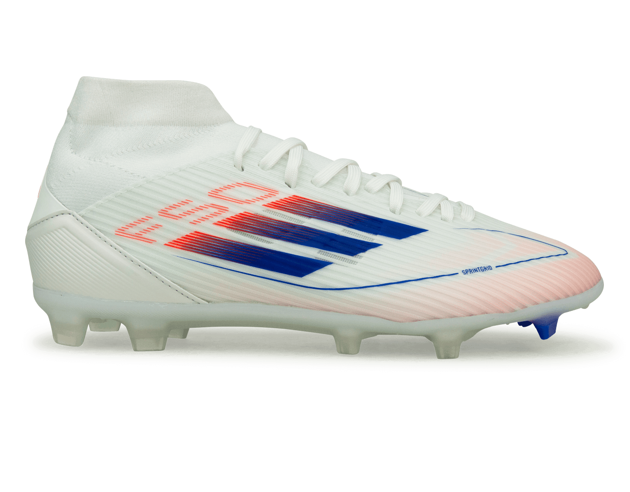 adidas Women's F50 League Mid-Cut FG/MG White/Lucid Blue Azteca Soccer adidas Women's F50 League Mid-Cut FG/MG White/Lucid Blue Azteca Soccer