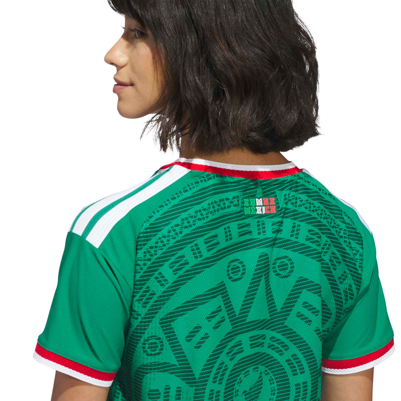 adidas Women's Mexico World Cup 2026 Authentic Home Jersey Green/White Neck Detail
