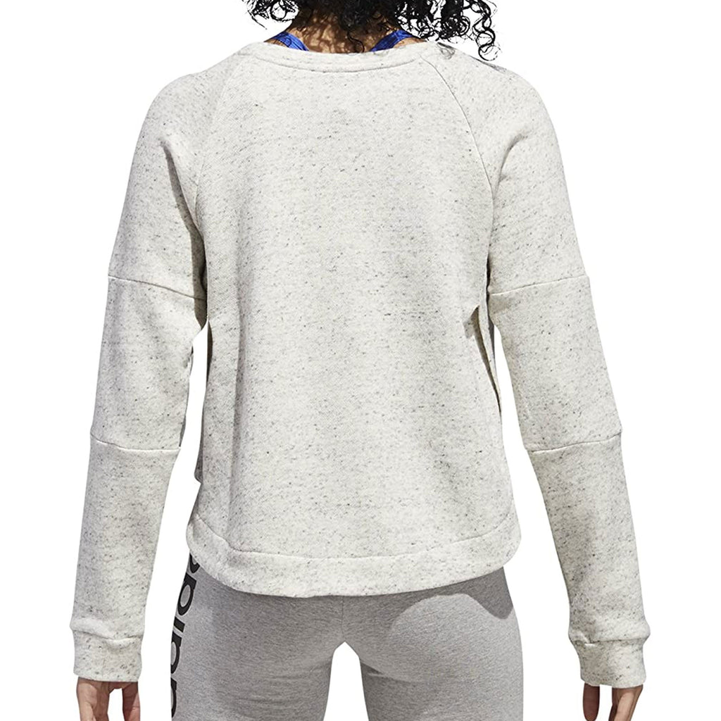 adidas Women's S2S Crew Neck Cropped PullOver Sweatshirt White/Grey Back