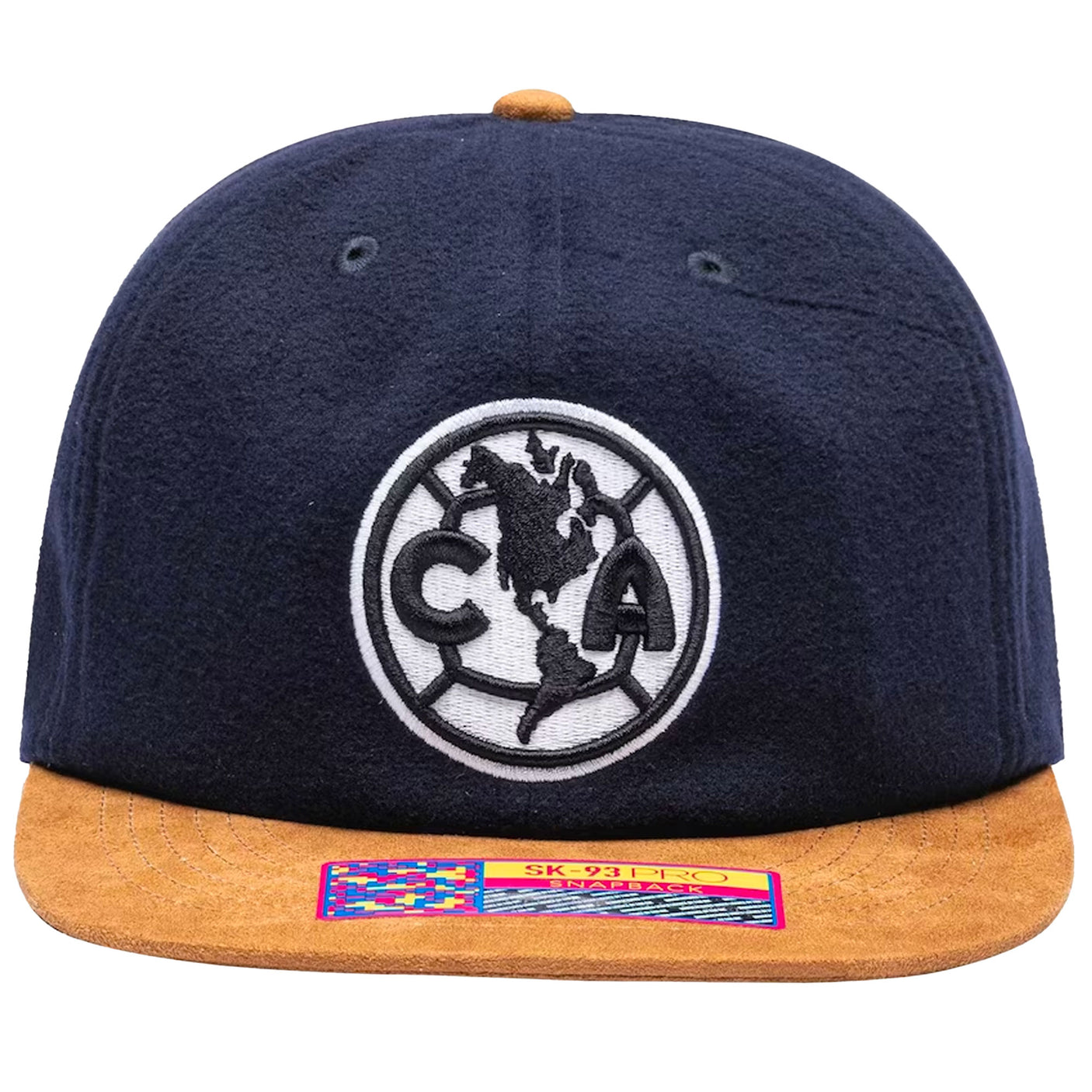 Fan Ink Club America Snap Back Hat Navy/Brown Front