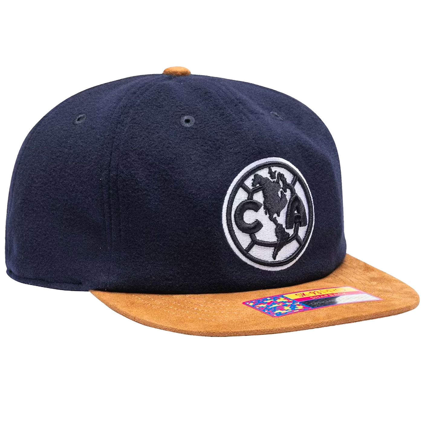 Fan Ink Club America Snap Back Hat Navy/Brown Right