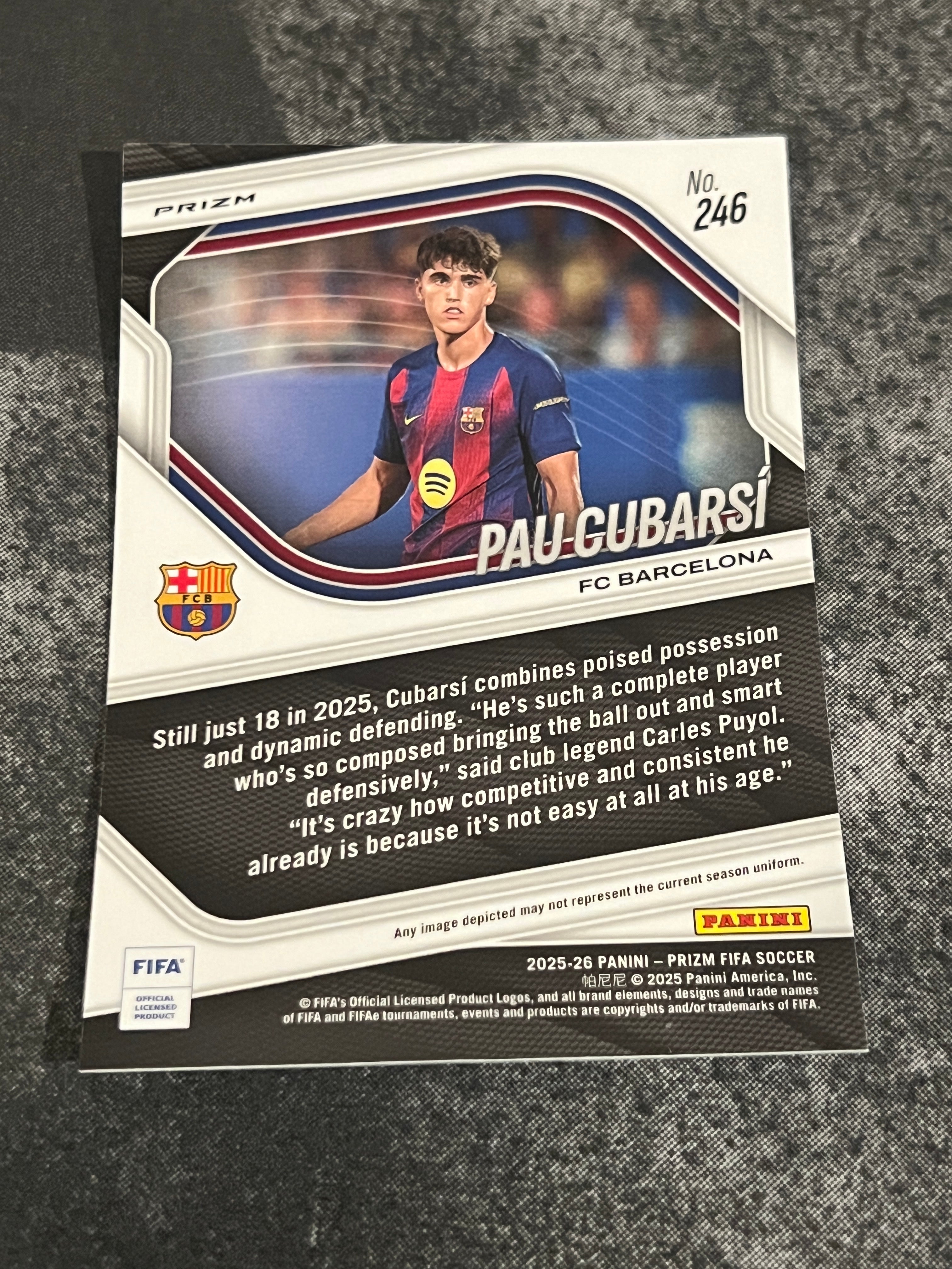 2025-26 Prizm FIFA Soccer Silver Prizm Pau Cubarsi FC Barcelona
