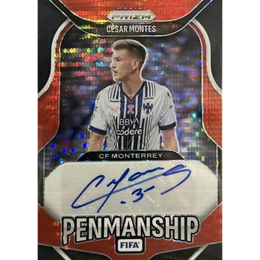 2025-26 Panini Prizm FIFA Cesar Montes PENMANSHIP Red Pulsar Auto P-CM