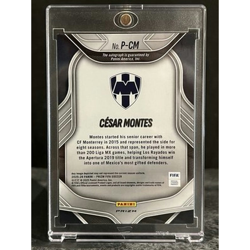 2025-26 Panini Prizm FIFA Cesar Montes PENMANSHIP Red Pulsar Auto P-CM