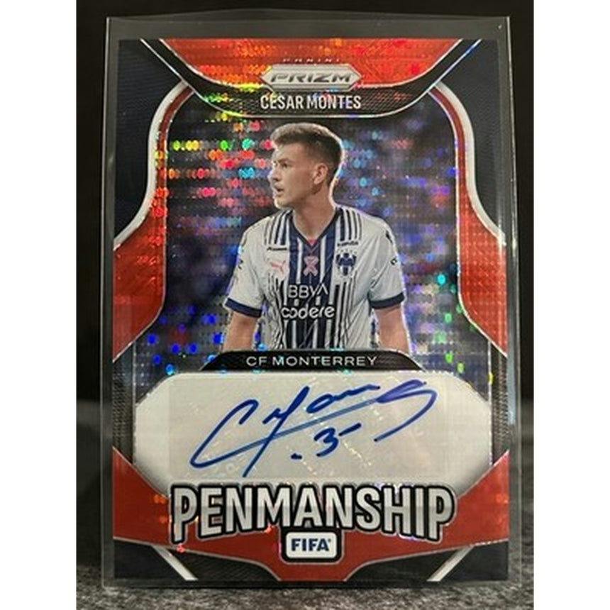 2025-26 Panini Prizm FIFA Cesar Montes PENMANSHIP Red Pulsar Auto P-CM