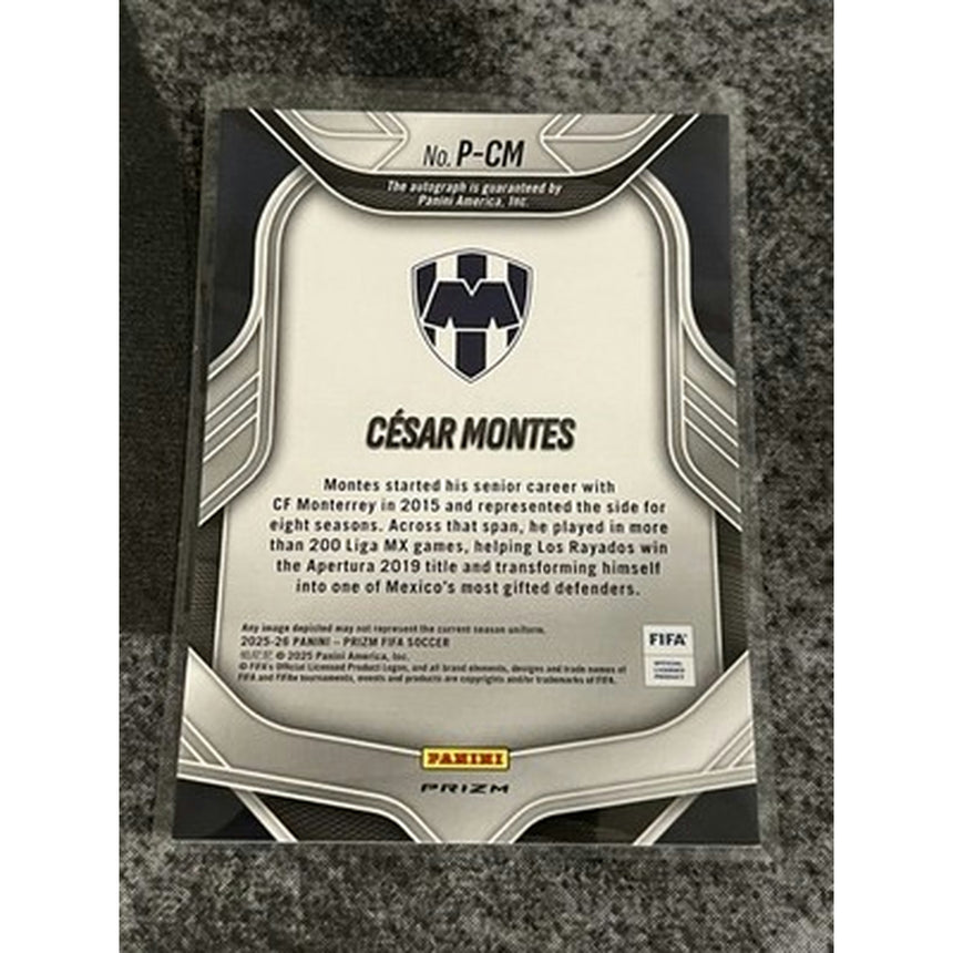 2025-26 Panini Prizm FIFA Cesar Montes PENMANSHIP Red Pulsar Auto P-CM