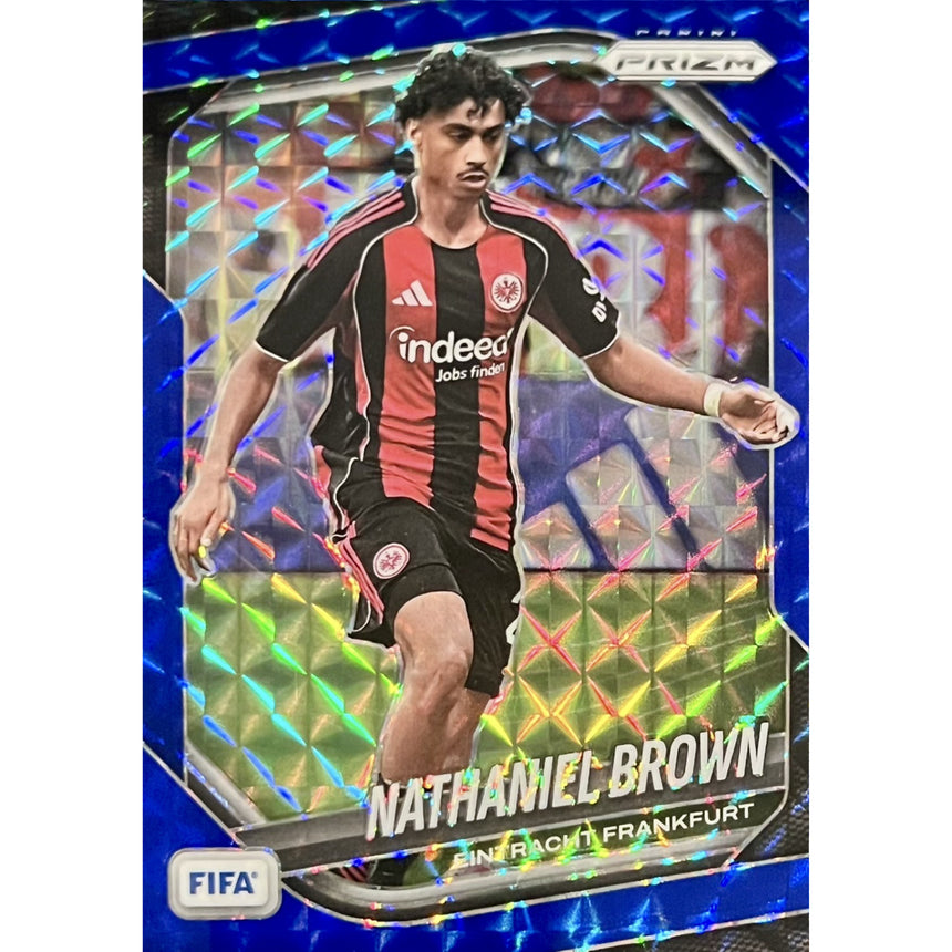 2025-26 Prizm FIFA Soccer Blue Mosaic Prizm Nathaniel-Brown /209 Eintracht Frankfurt