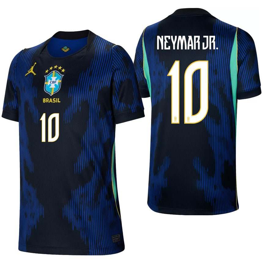 Jordan Brazil Youth Away Stadium 2026 Soccer Jersey w/ Neymar Jr. #10 Blue Both