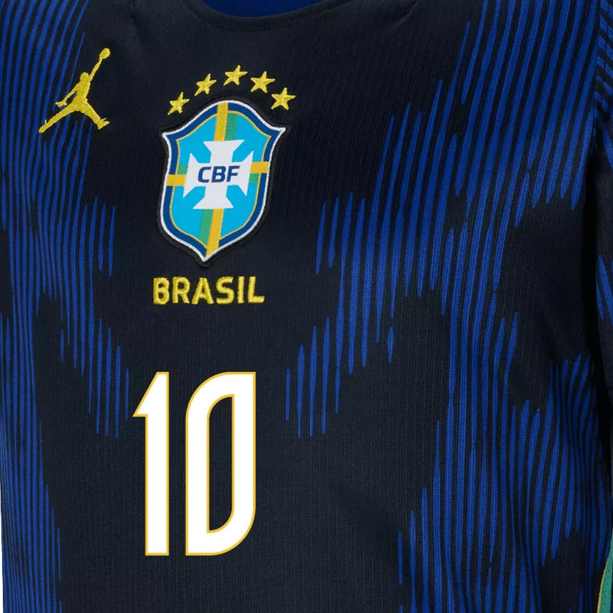Jordan Brazil Youth Away Stadium 2026 Soccer Jersey w/ Neymar Jr. #10 Blue Crest
