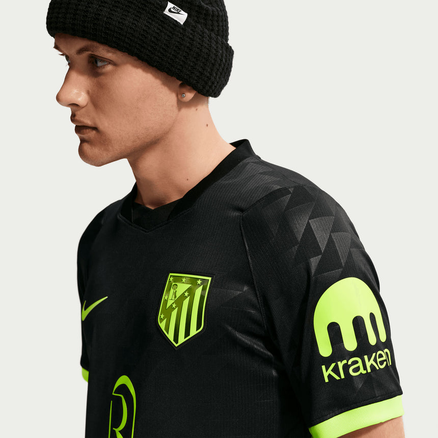 Nike Atletico Madrid Men's Away Stadium 2026/27 Jersey Black/Volt Sleeve