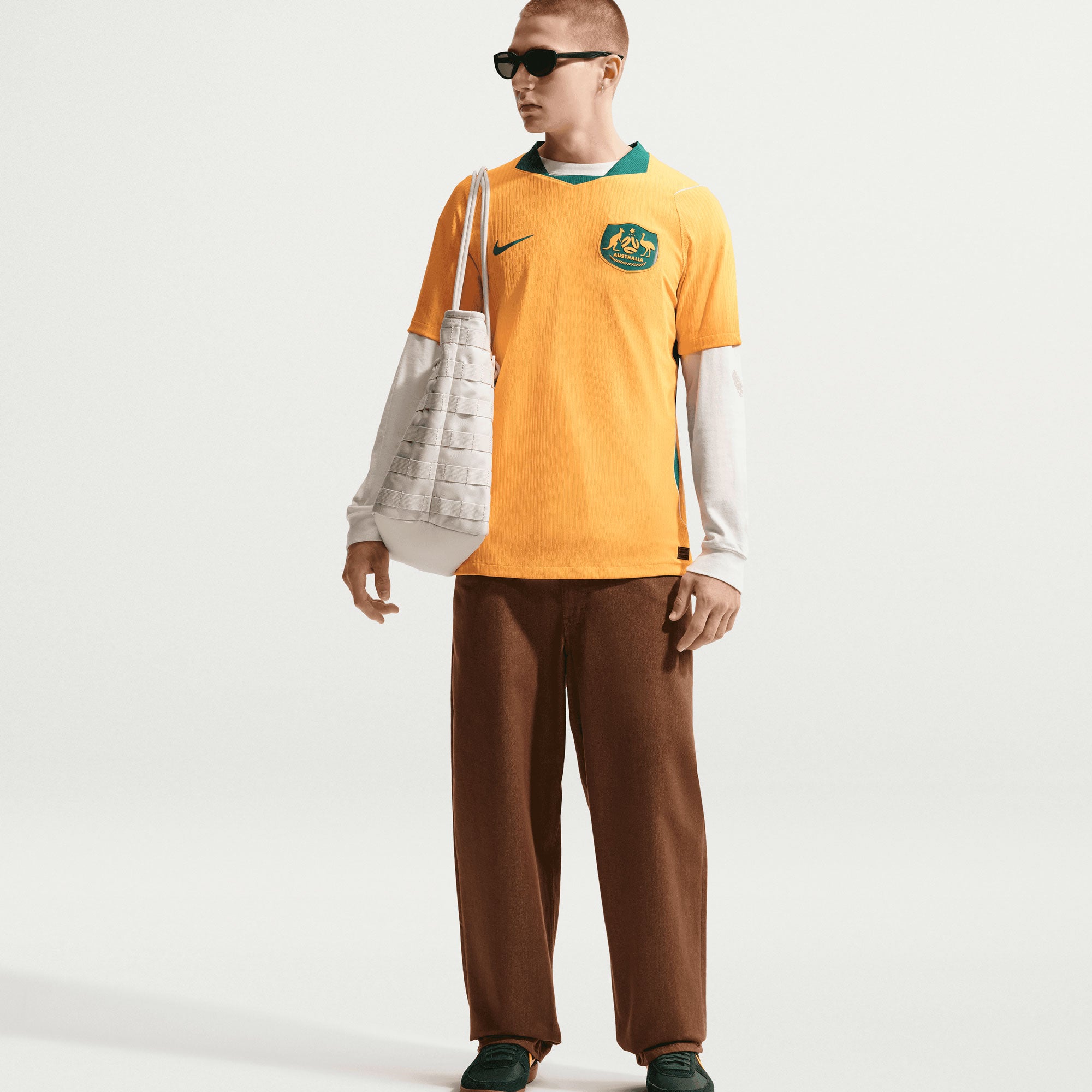 Nike Australia Men's Home Aero-FIT 2026 Jersey Gold/Mystic Green