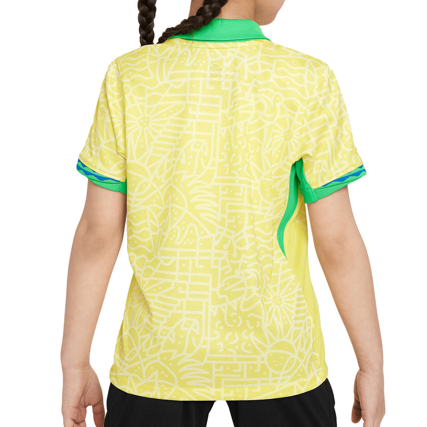 Nike Brazil 2024/25 Little Kids Dri-FIT ADV Home Jersey Yellow/Green Back