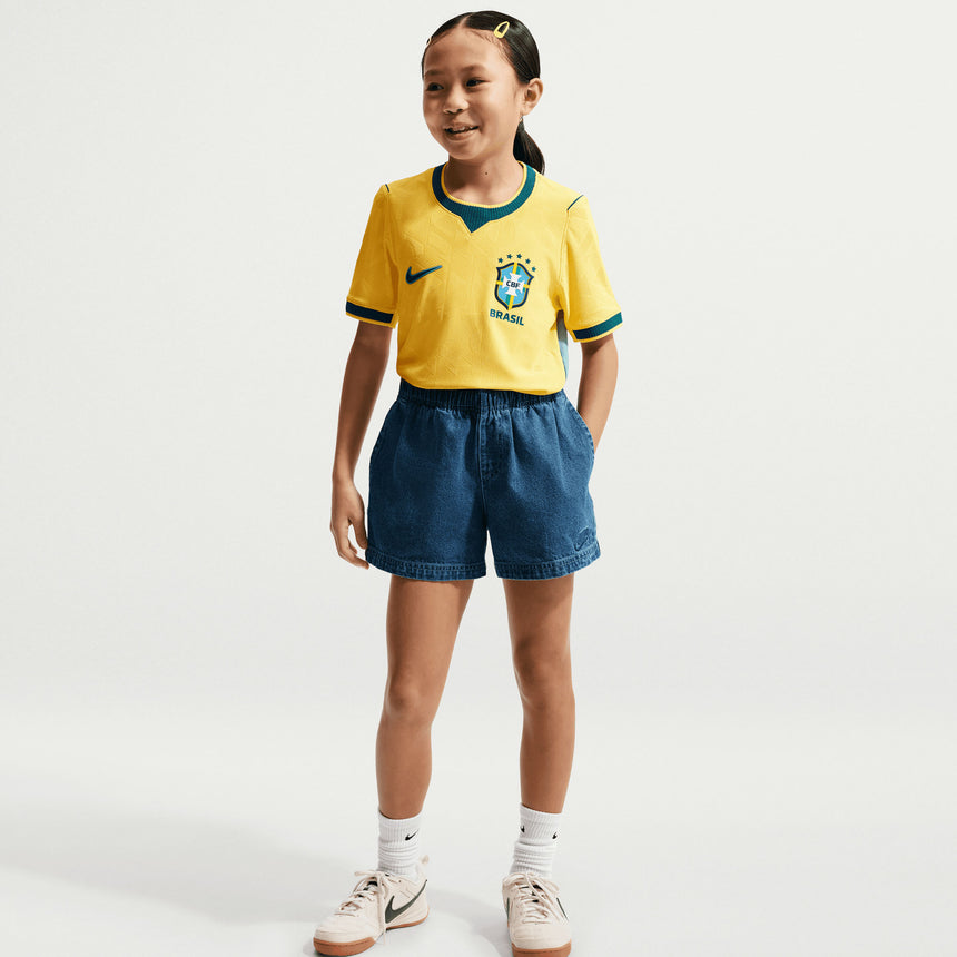 Nike Brazil Kids Home Aero-FIT 2026 Jersey Yellow Model