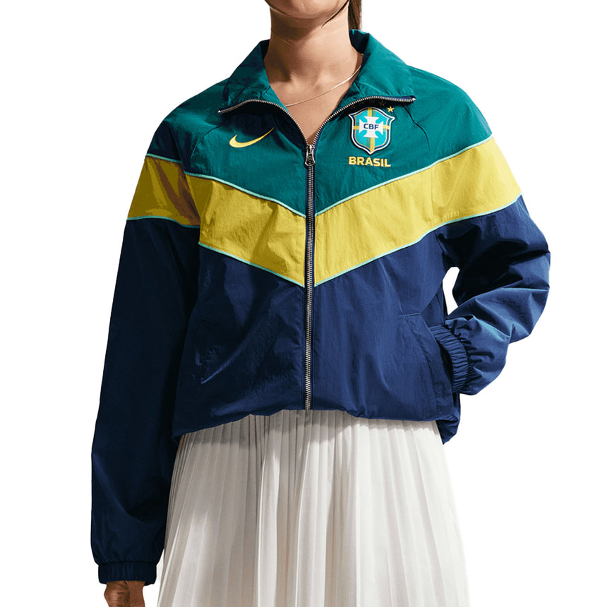 Nike Brazil Women's Windrunner Woven Jacket Blue/Teal/Gold Front