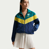 Nike Brazil Women's Windrunner Woven Jacket Blue/Teal/Gold Model