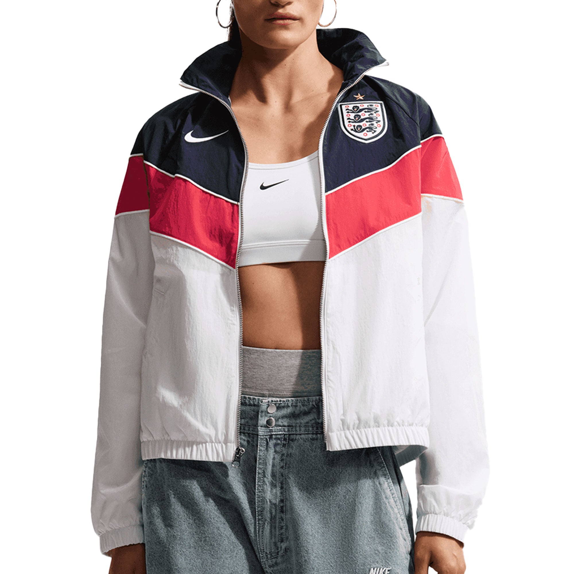 Nike England Women's Windrunner Woven Jacket White/Obsidian/Red