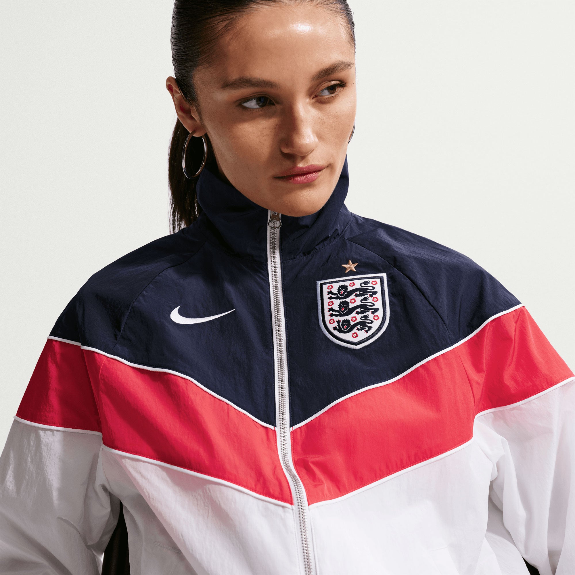 Nike England Women's Windrunner Woven Jacket White/Obsidian/Red
