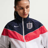 Nike England Women's Windrunner Woven Jacket White/Obsidian/Red Model