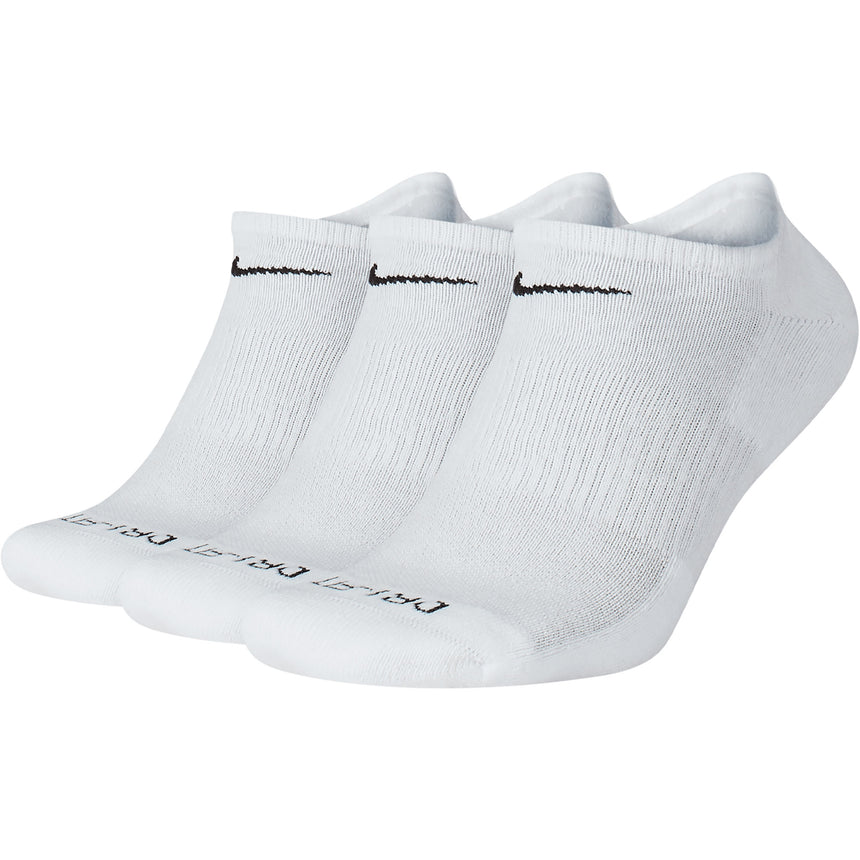 Nike Everyday Plus Cushioned No-Show Socks (3 pair) White/Black Front