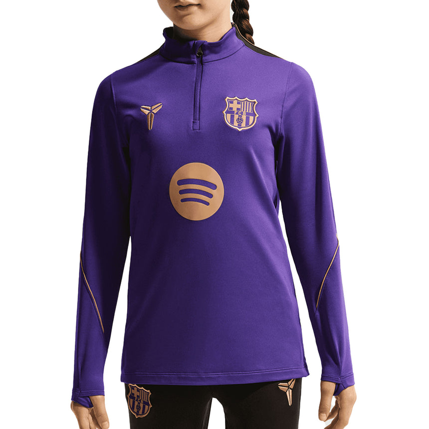 Nike FC Barcelona Kids Away Kobe Strike Drill Top Purple/Gold Front