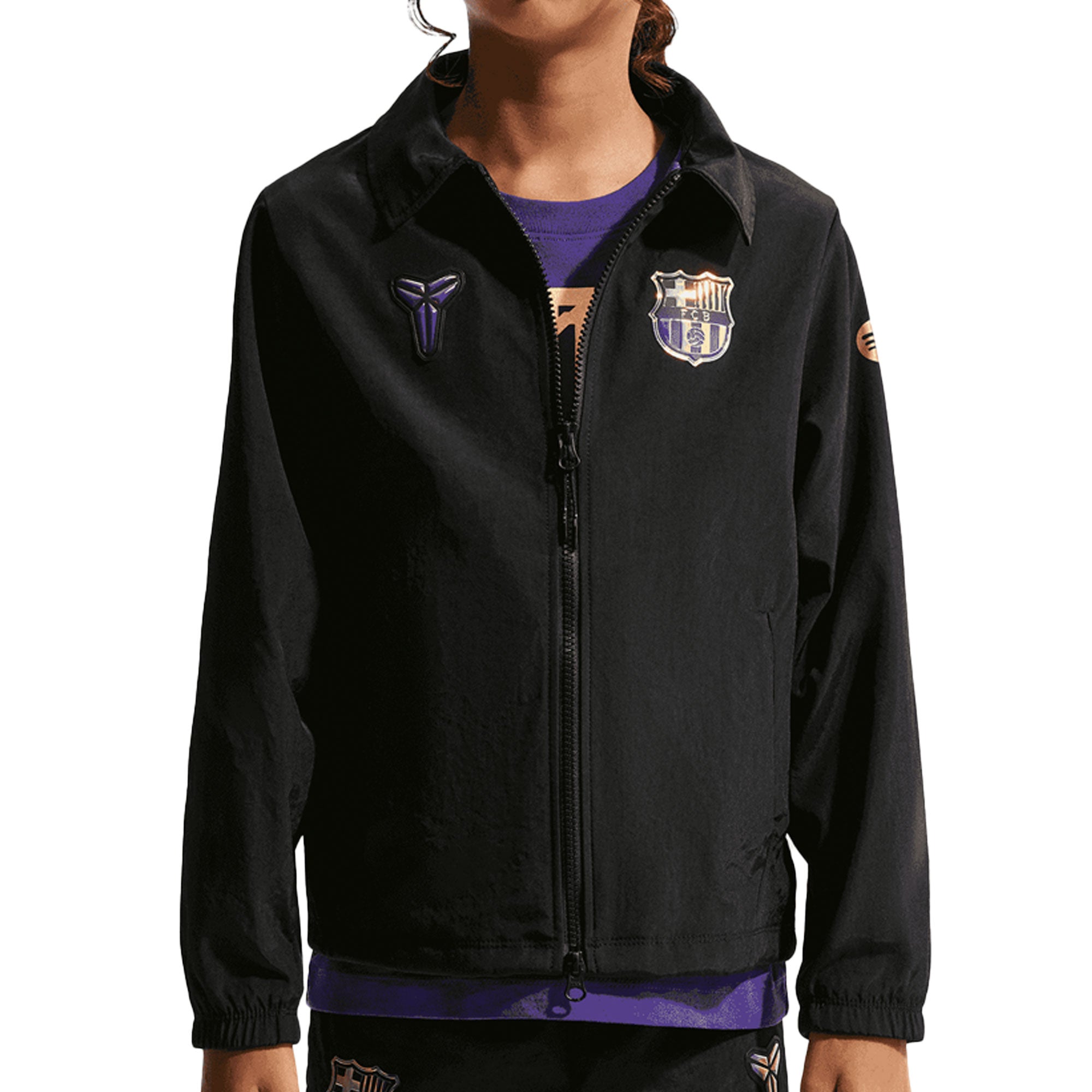 Nike FC Barcelona Kids Away Kobe Woven Jacket Black/Purple