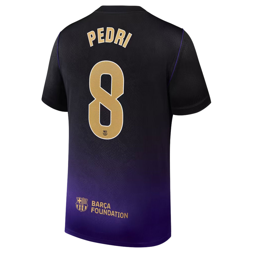 Nike FC Barcelona Men's Away Authentic Kobe 2026/27 Jersey w/ Pedri #8 Black/Purple Back