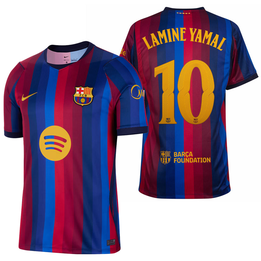 Nike FC Barcelona Men's Home Aero-FIT 2026/27 Jersey w/ Lamine Yamal #10 Navy/Red Both